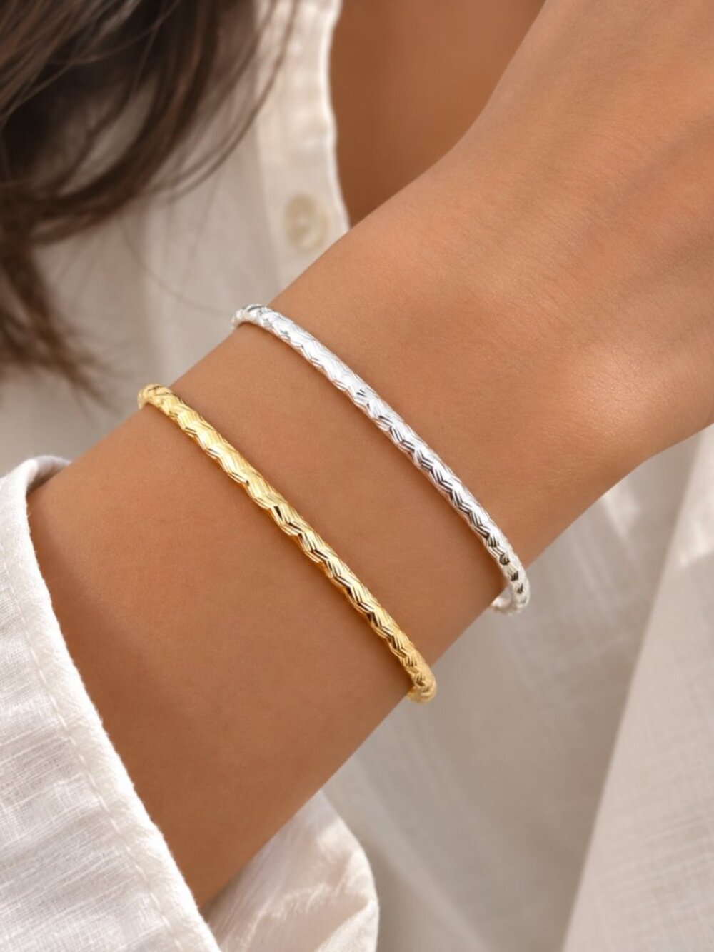 925 Sterling Silver Textured Cuff Bracelet Shiny Bangle Bracelet Silver Cuff